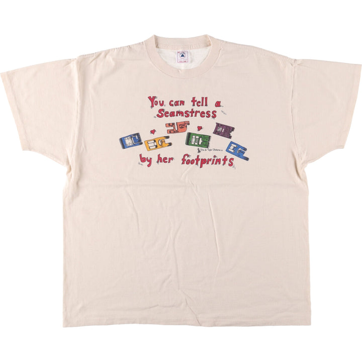 Vintage 90'S Delta DELTA Printed T-shirt, Made in USA, Men's XL cotton Beige type Vintage Second Hand