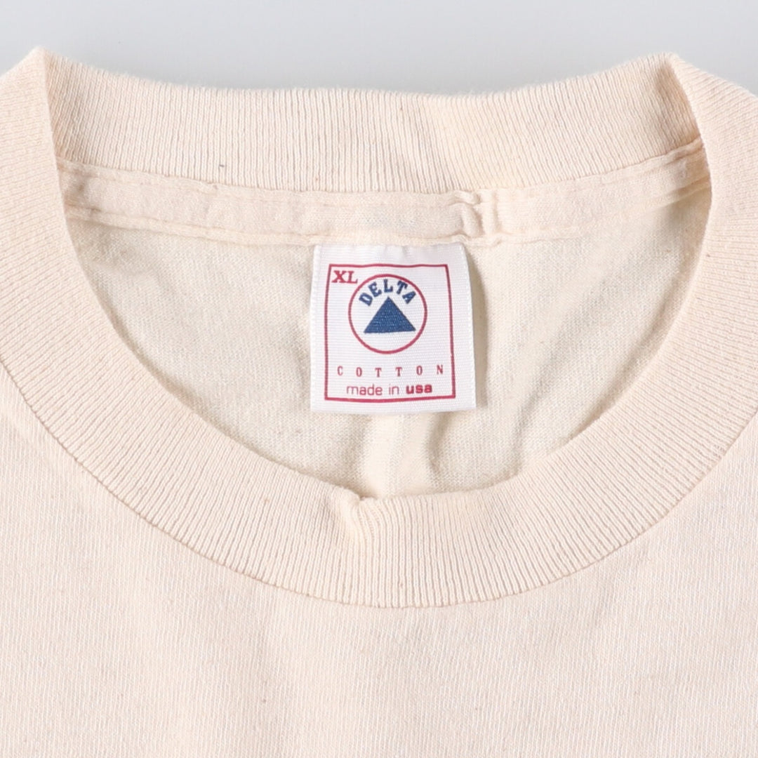 Vintage 90'S Delta DELTA Printed T-shirt, Made in USA, Men's XL cotton Beige type Vintage Second Hand
