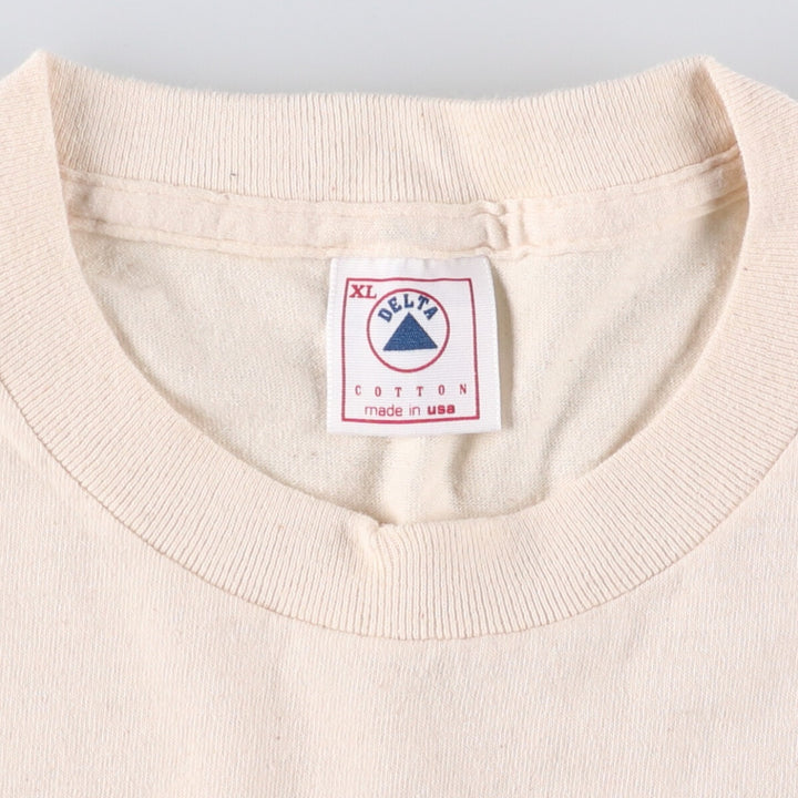 Vintage 90'S Delta DELTA Printed T-shirt, Made in USA, Men's XL cotton Beige type Vintage Second Hand
