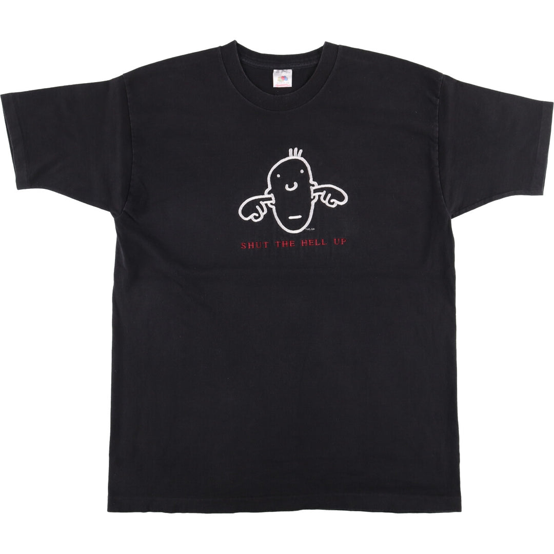 90'S Fruit of the Loom Message Print T-Shirt Made in USA Men's XL Vintage cotton black type Vintage Second Hand