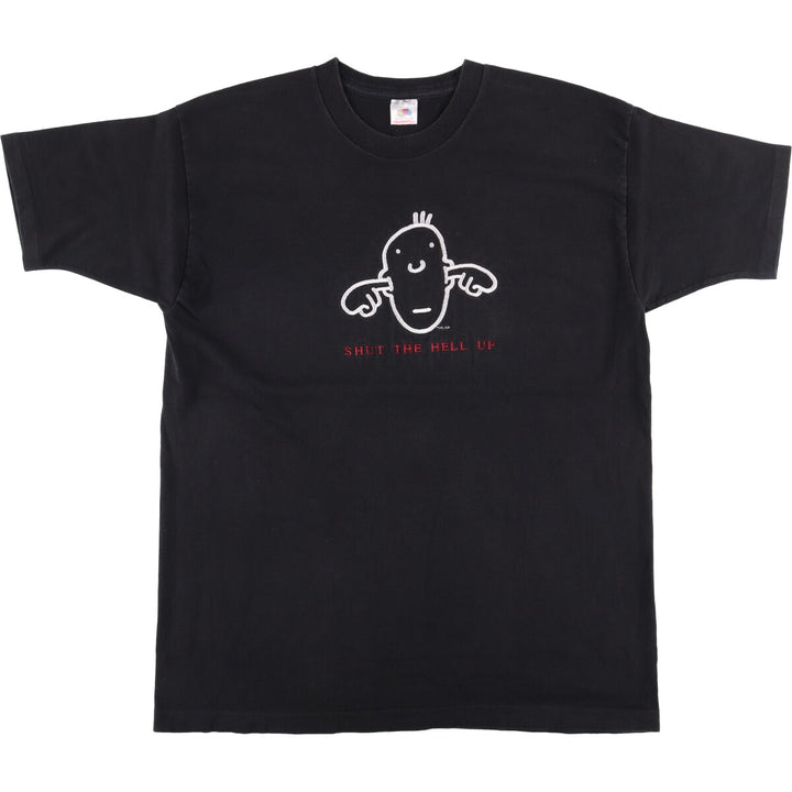 90'S Fruit of the Loom Message Print T-Shirt Made in USA Men's XL Vintage cotton black type Vintage Second Hand