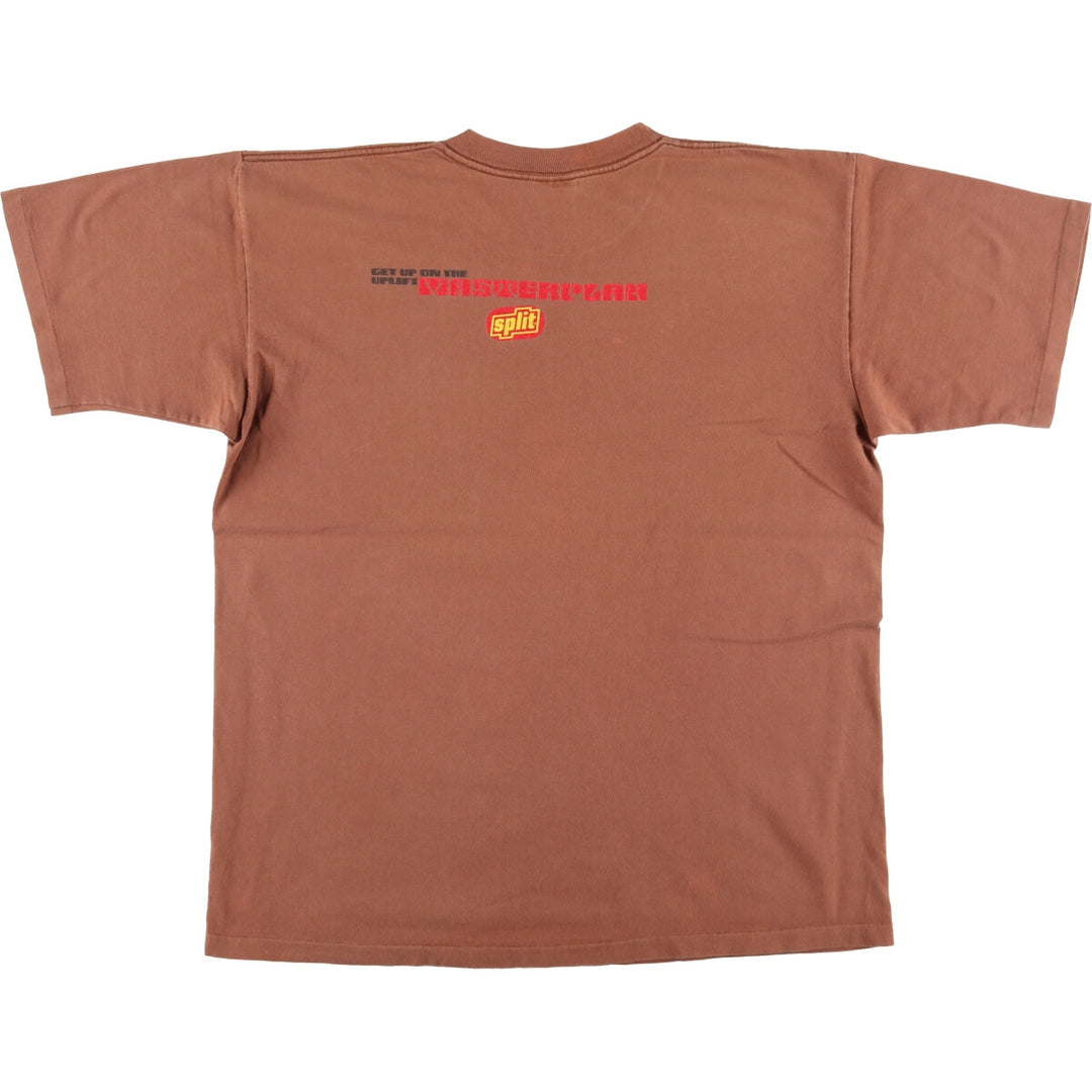 90'S SPLIT short sleeve printed T-shirt made in USA, men's XL equivalent, vintage cotton brown type Vintage Second Hand