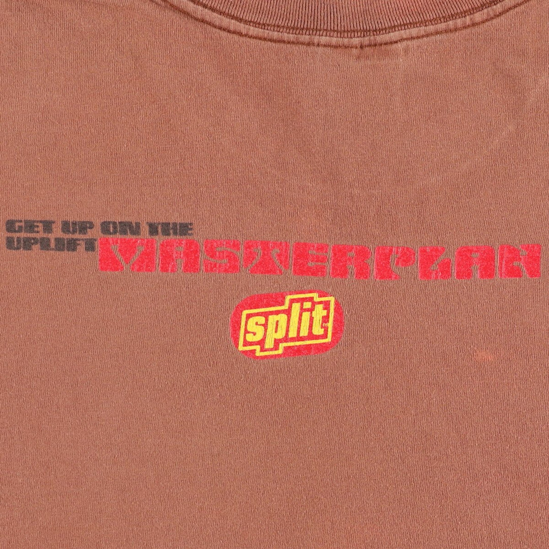 90'S SPLIT short sleeve printed T-shirt made in USA, men's XL equivalent, vintage cotton brown type Vintage Second Hand