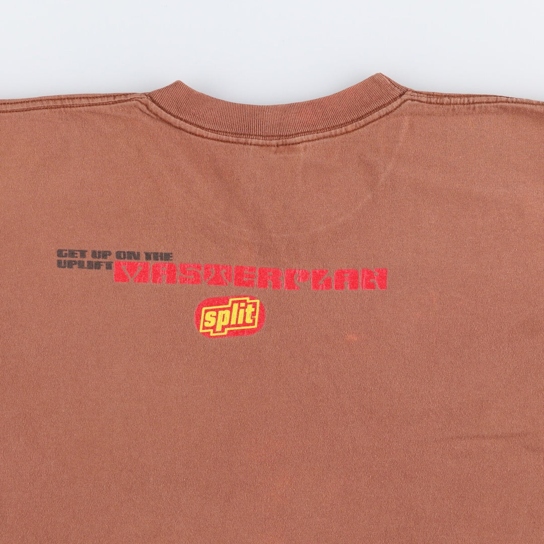 90'S SPLIT short sleeve printed T-shirt made in USA, men's XL equivalent, vintage cotton brown type Vintage Second Hand