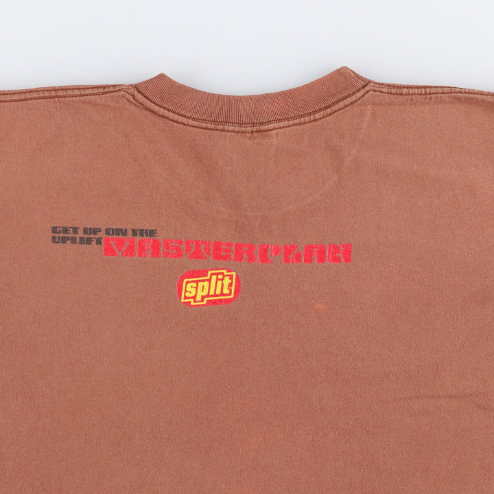 90'S SPLIT short sleeve printed T-shirt made in USA, men's XL equivalent, vintage cotton brown type Vintage Second Hand