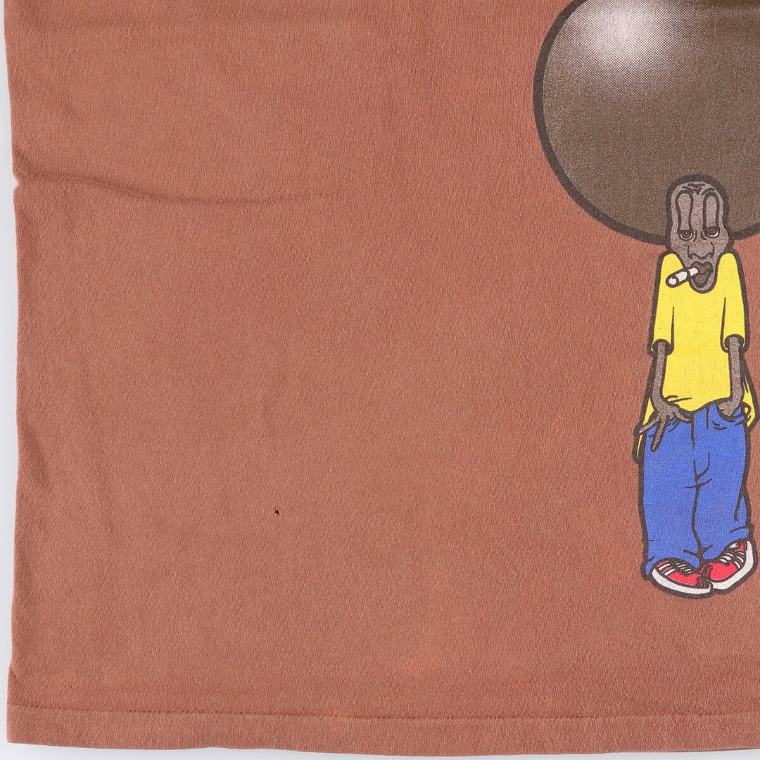 90'S SPLIT short sleeve printed T-shirt made in USA, men's XL equivalent, vintage cotton brown type Vintage Second Hand