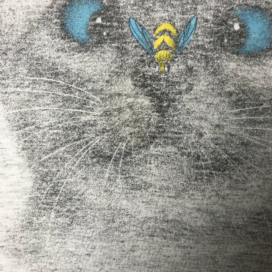 Big size 90'S cat pattern animal t-shirt men's XXXL equivalent vintage unclear gray type Vintage Second Hand