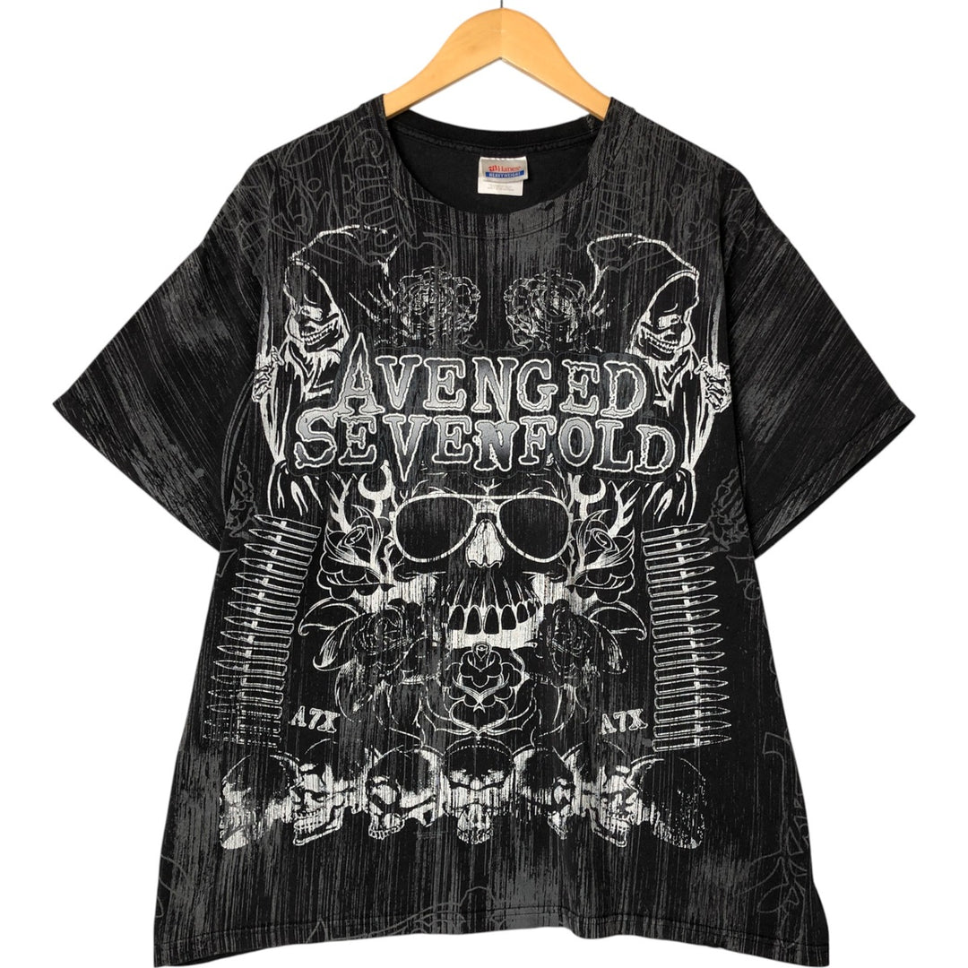 Hanes AVENGED SEVENFOLD Avenged Sevenfold Band T-Shirt Band Tee Men's XL cotton black type Vintage Second Hand
