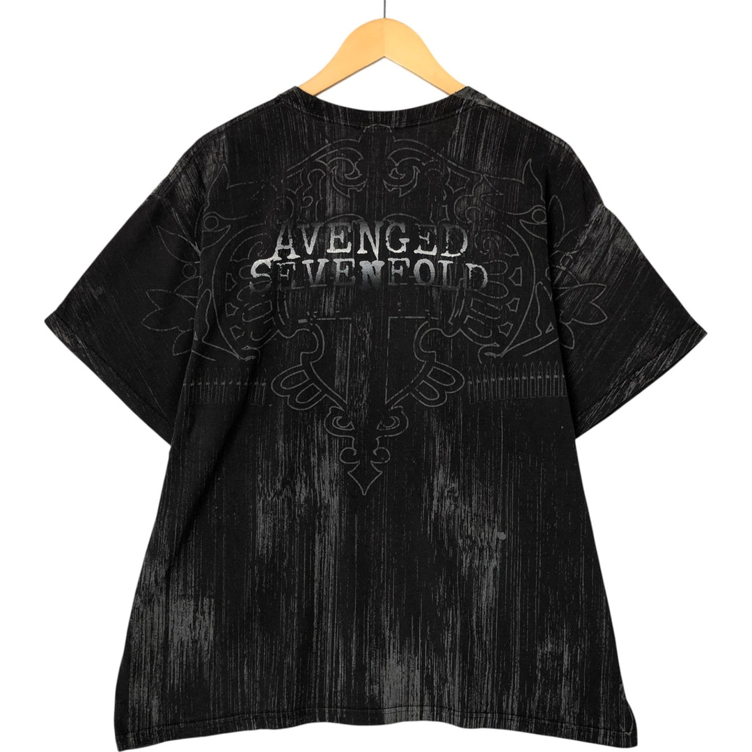 Hanes AVENGED SEVENFOLD Avenged Sevenfold Band T-Shirt Band Tee Men's XL cotton black type Vintage Second Hand