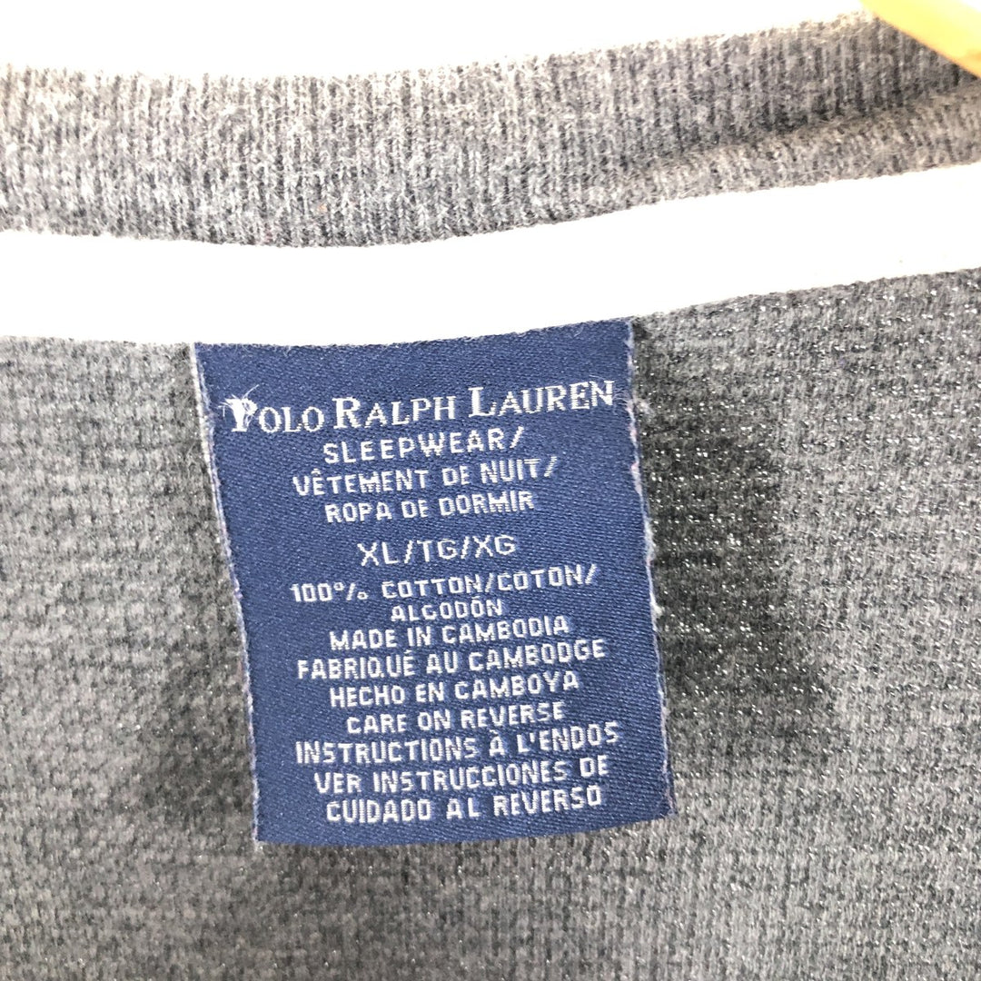 Ralph Lauren POLO RALPH LAUREN SLEEPWEAR Thermal Long T-shirt Waffle Men's XL cotton gray type Vintage Second Hand