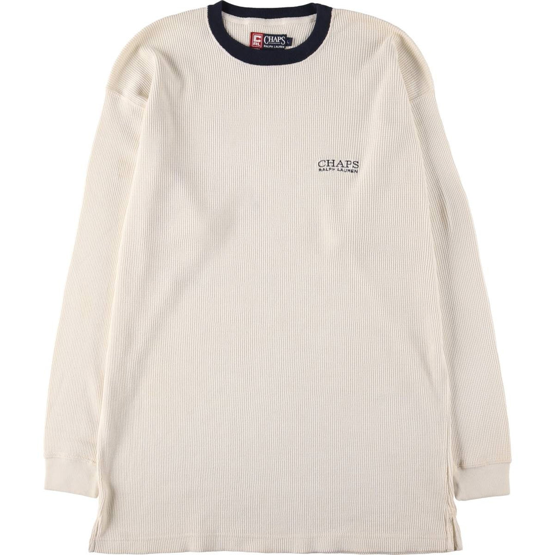90'S Ralph Lauren CHAPS Thermal Long T-shirt Waffle Men's L Vintage cotton white type Vintage Second Hand