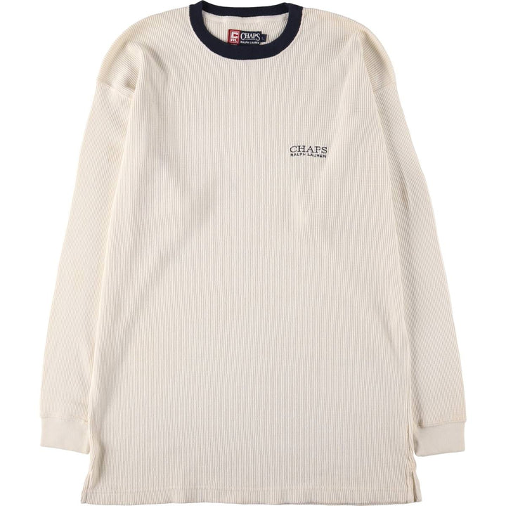 90'S Ralph Lauren CHAPS Thermal Long T-shirt Waffle Men's L Vintage cotton white type Vintage Second Hand