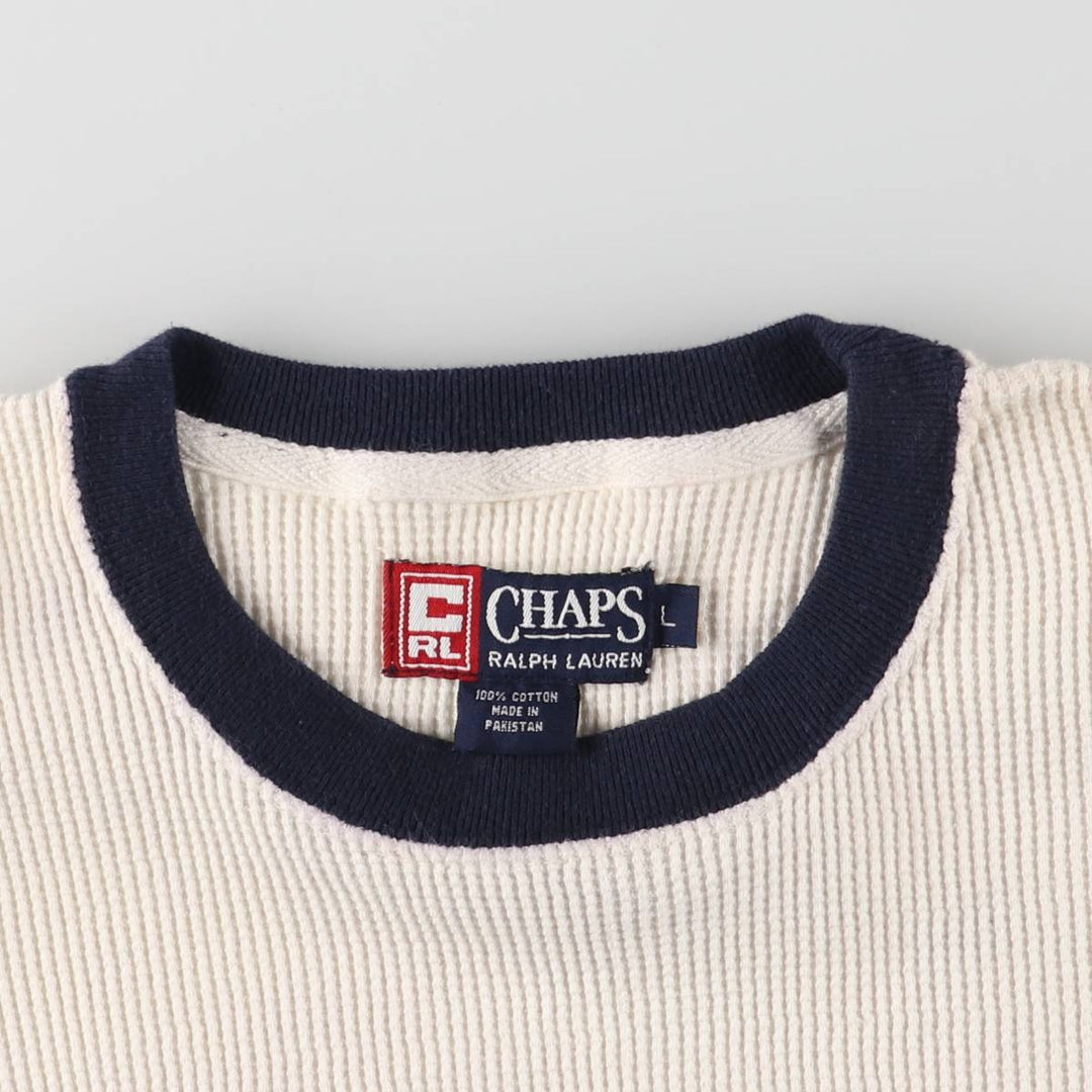 90'S Ralph Lauren CHAPS Thermal Long T-shirt Waffle Men's L Vintage cotton white type Vintage Second Hand