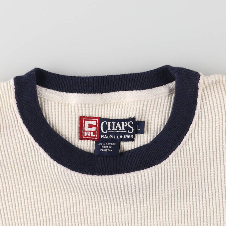 90'S Ralph Lauren CHAPS Thermal Long T-shirt Waffle Men's L Vintage cotton white type Vintage Second Hand