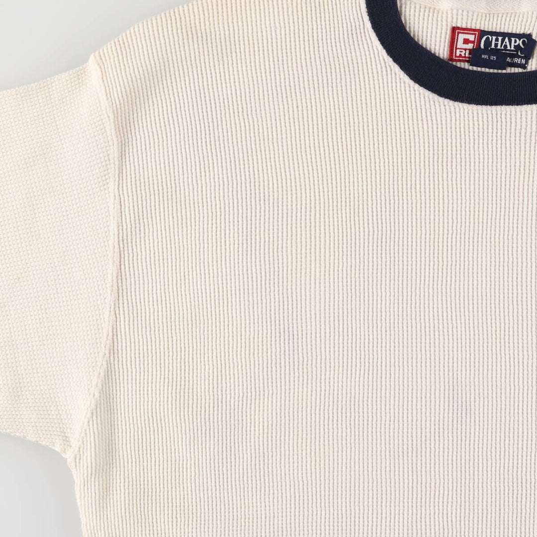 90'S Ralph Lauren CHAPS Thermal Long T-shirt Waffle Men's L Vintage cotton white type Vintage Second Hand