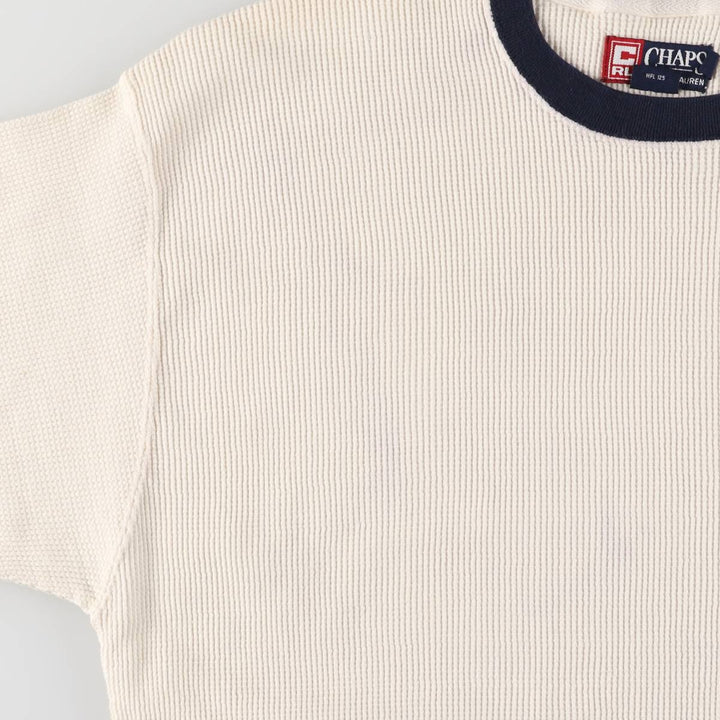 90'S Ralph Lauren CHAPS Thermal Long T-shirt Waffle Men's L Vintage cotton white type Vintage Second Hand