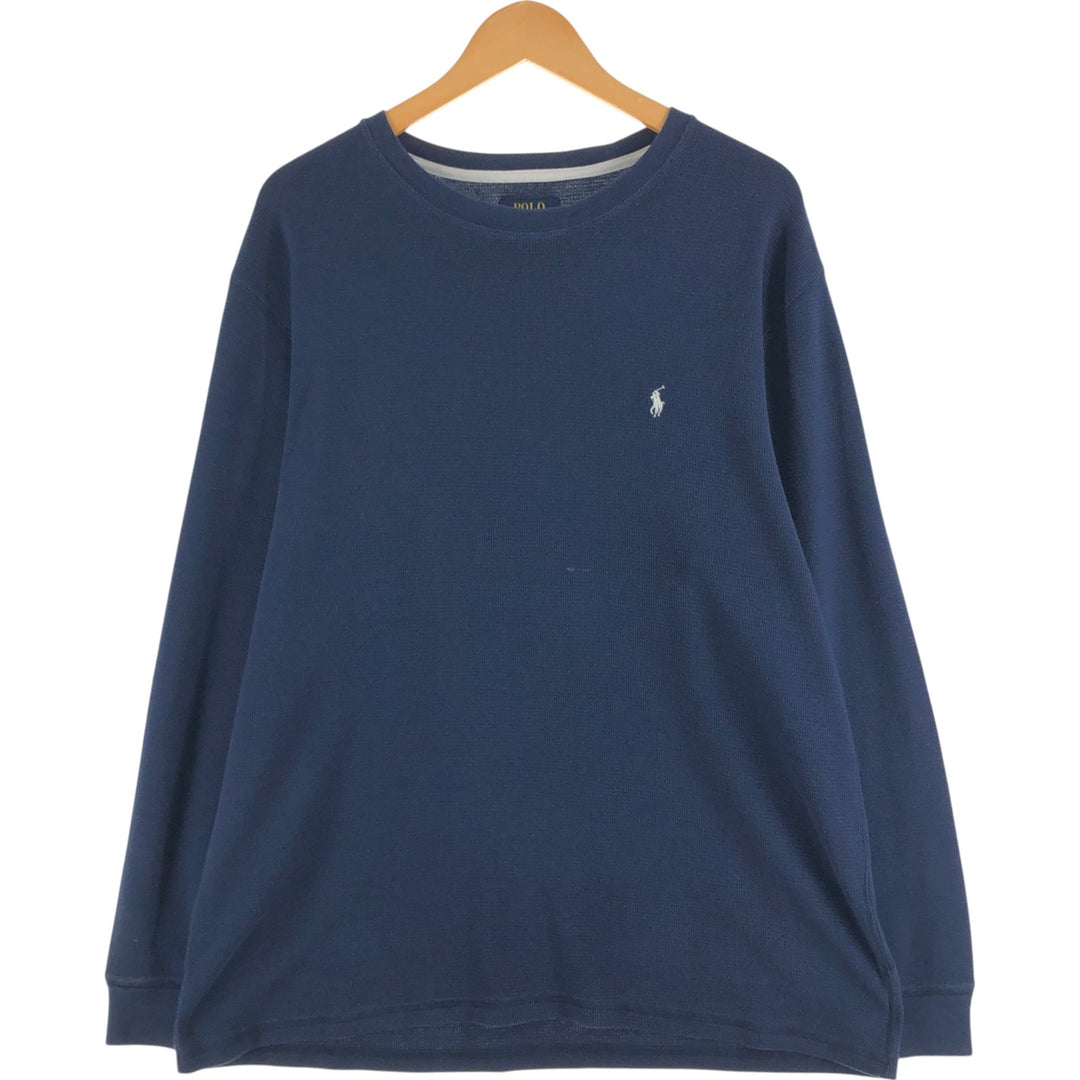 Ralph Lauren POLO RALPH LAUREN SLEEPWEAR Thermal Long T-shirt Waffle Men's XXL cotton navy blue type Vintage Second Hand