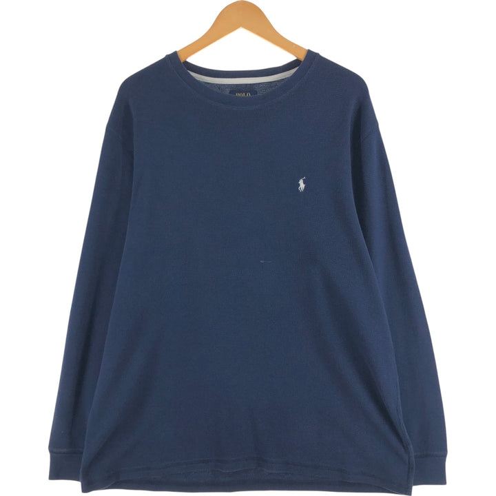 Ralph Lauren POLO RALPH LAUREN SLEEPWEAR Thermal Long T-shirt Waffle Men's XXL cotton navy blue type Vintage Second Hand