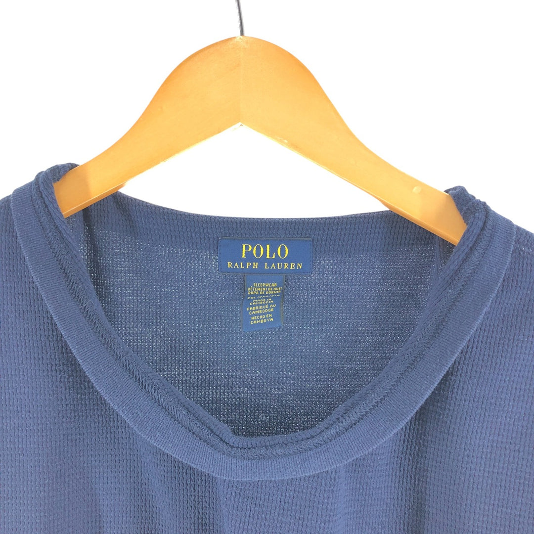Ralph Lauren POLO RALPH LAUREN SLEEPWEAR Thermal Long T-shirt Waffle Men's XXL cotton navy blue type Vintage Second Hand