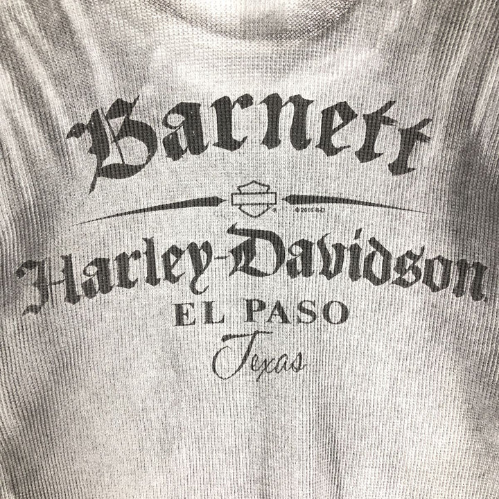 Harley-Davidson Skull Pattern Thermal Long T-shirt, Waffle, Men's XL size cotton black type Vintage Second Hand