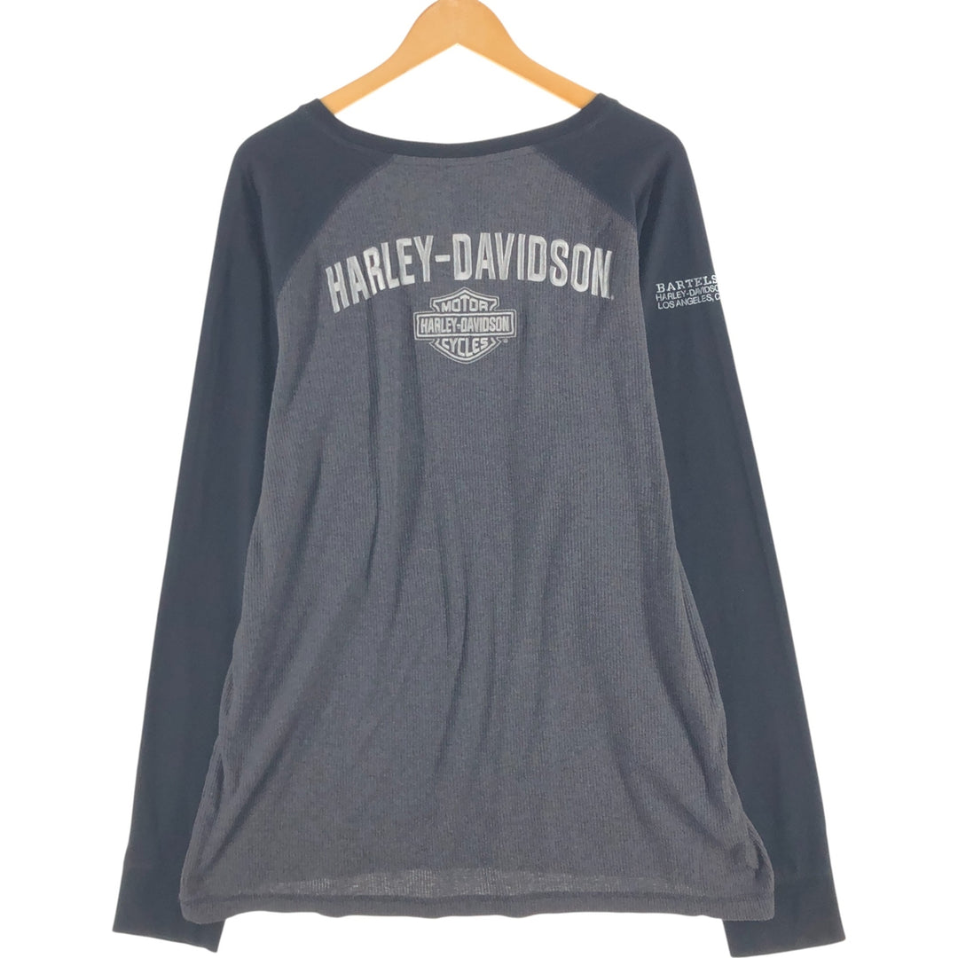 Harley-Davidson Raglan Thermal Long T-shirt, Waffle, Men's XXL cotton gray type Vintage Second Hand