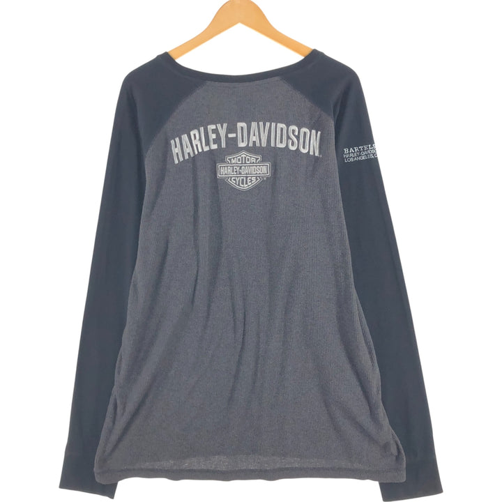 Harley-Davidson Raglan Thermal Long T-shirt, Waffle, Men's XXL cotton gray type Vintage Second Hand