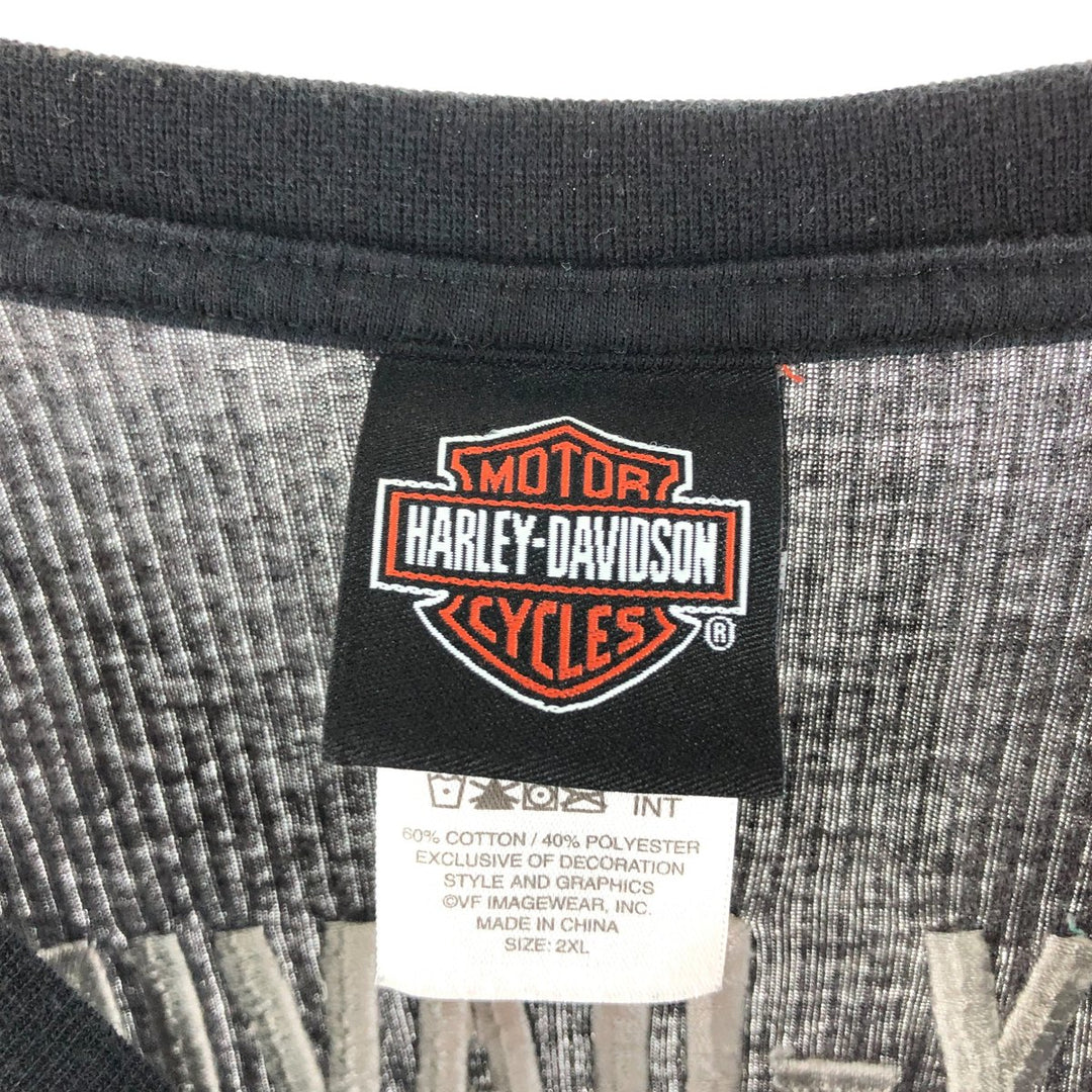 Harley-Davidson Raglan Thermal Long T-shirt, Waffle, Men's XXL cotton gray type Vintage Second Hand