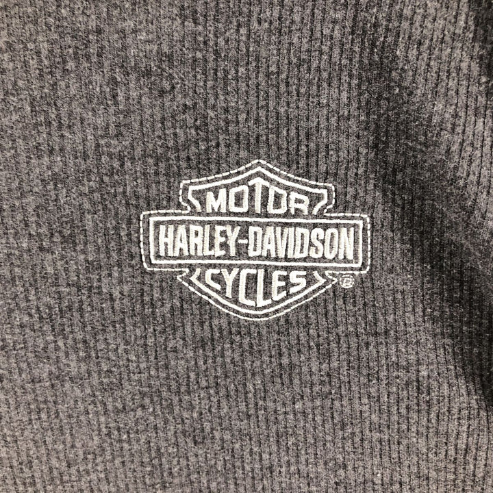 Harley-Davidson Raglan Thermal Long T-shirt, Waffle, Men's XXL cotton gray type Vintage Second Hand