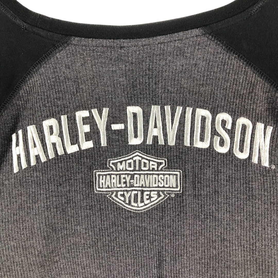 Harley-Davidson Raglan Thermal Long T-shirt, Waffle, Men's XXL cotton gray type Vintage Second Hand