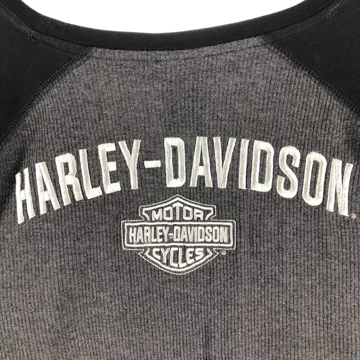 Harley-Davidson Raglan Thermal Long T-shirt, Waffle, Men's XXL cotton gray type Vintage Second Hand
