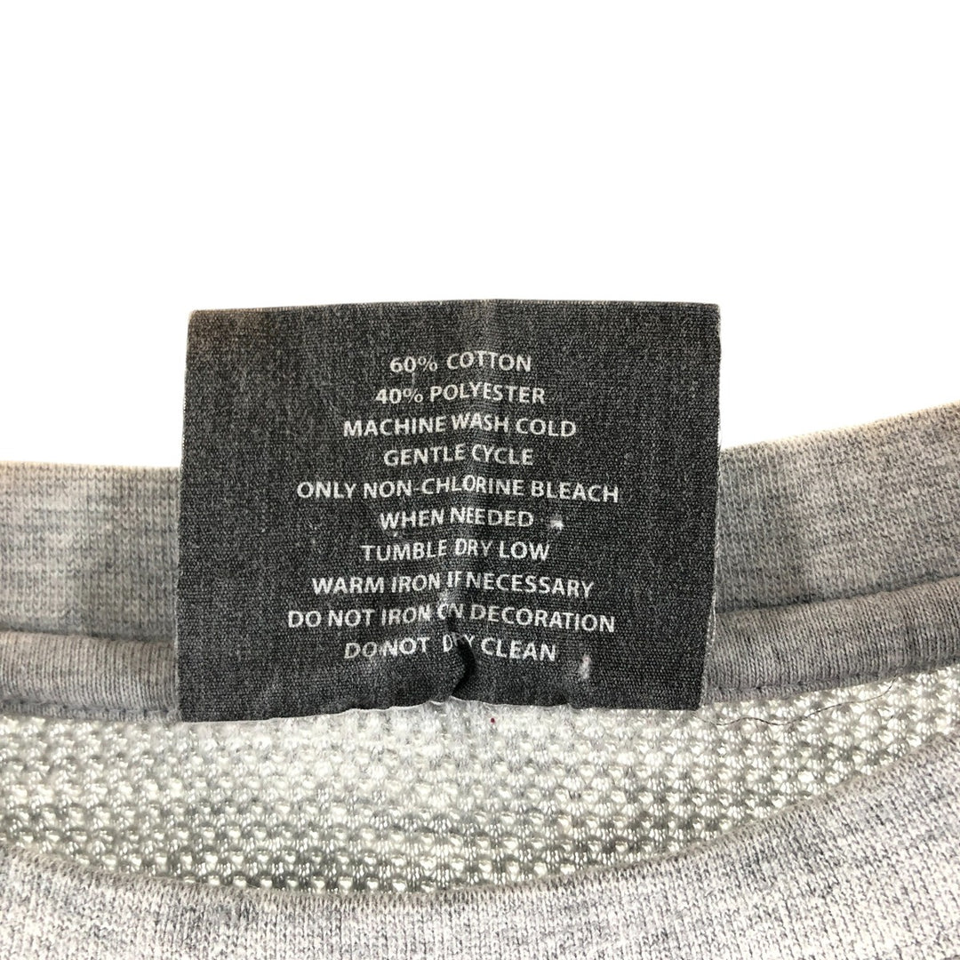 Skull Pattern Large Print Thermal Long Sleeve T-Shirt Waffle Men's L Size cotton gray type Vintage Second Hand