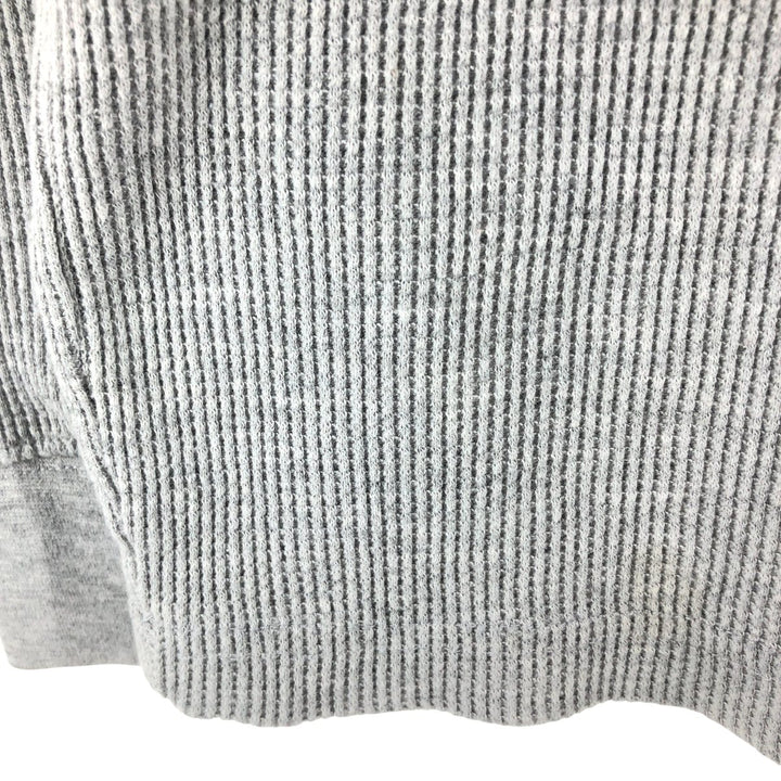 Skull Pattern Large Print Thermal Long Sleeve T-Shirt Waffle Men's L Size cotton gray type Vintage Second Hand