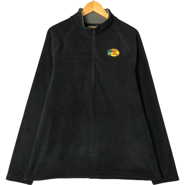 Bass Pro Shops Half-Zip Fleece Pullover, Men's XL polyester black type Vintage Second Hand