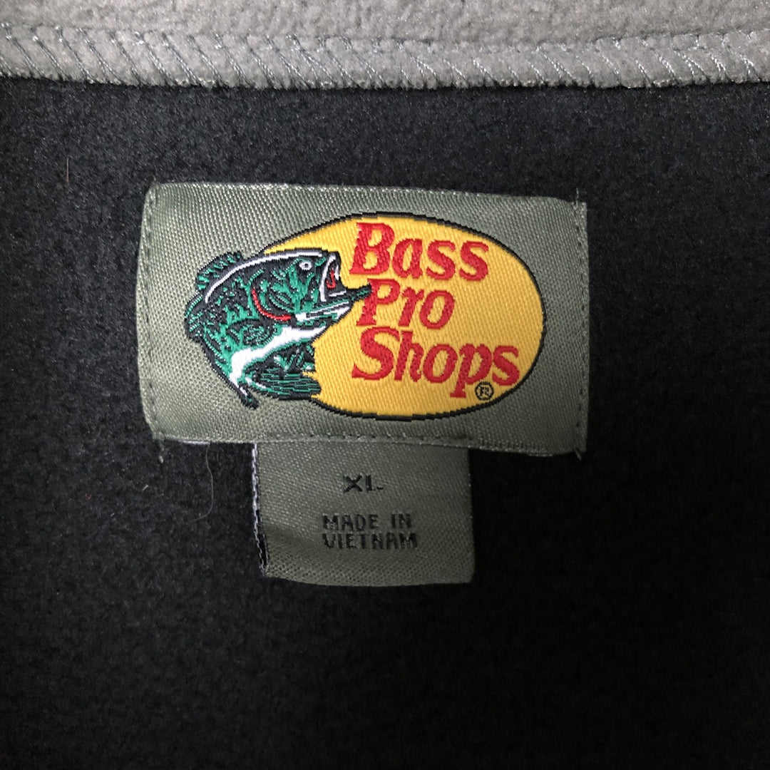 Bass Pro Shops Half-Zip Fleece Pullover, Men's XL polyester black type Vintage Second Hand
