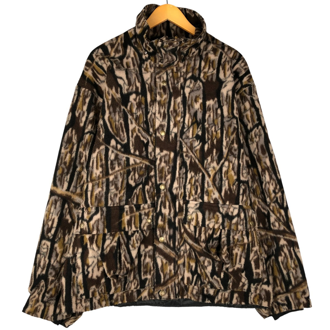 Vintage 70s-80'S Cabelas Realtree Camo Fleece Jacket, Made in USA, Men's Size XL polyester Khaki type Vintage Second Hand