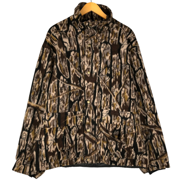 Vintage 70s-80'S Cabelas Realtree Camo Fleece Jacket, Made in USA, Men's Size XL polyester Khaki type Vintage Second Hand