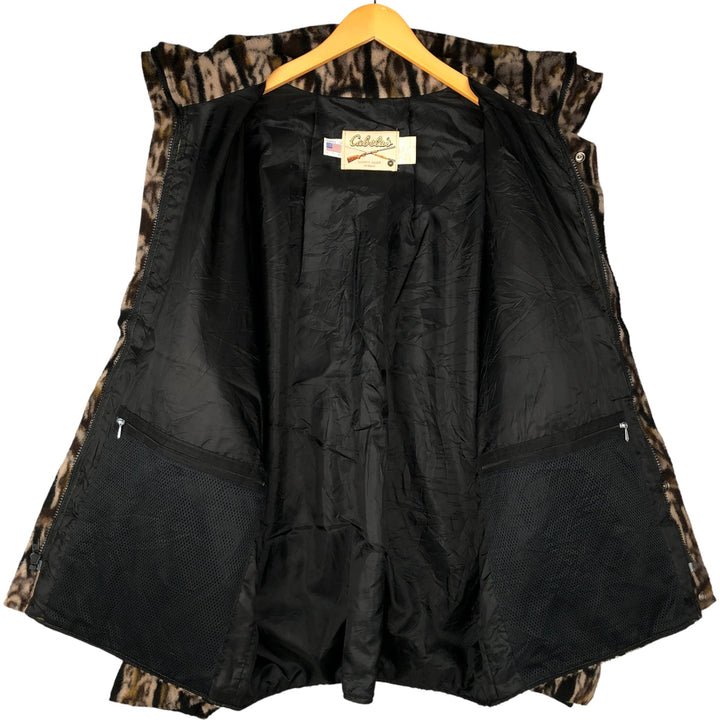 Vintage 70s-80'S Cabelas Realtree Camo Fleece Jacket, Made in USA, Men's Size XL polyester Khaki type Vintage Second Hand