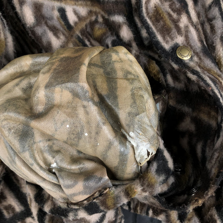 Vintage 70s-80'S Cabelas Realtree Camo Fleece Jacket, Made in USA, Men's Size XL polyester Khaki type Vintage Second Hand