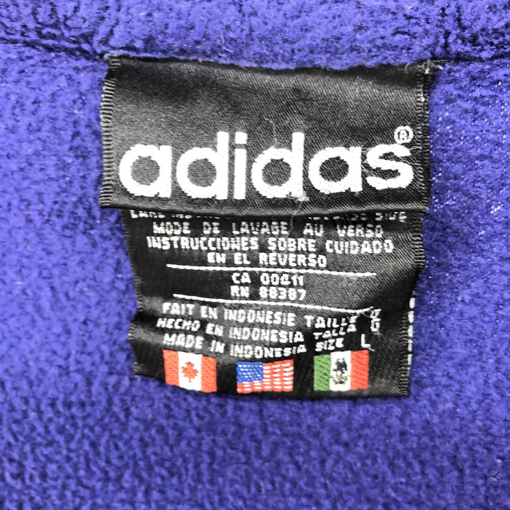 Vintage 80s-90'S Adidas half-zip fleece pullover, men's size L polyester purple type Vintage Second Hand