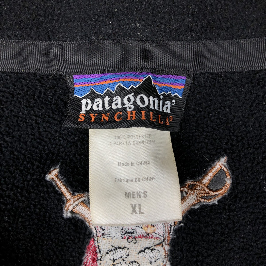 2000'S Patagonia Synchilla Skull Pattern Fleece Jacket (26511F6), Men's XL polyester black type Vintage Second Hand