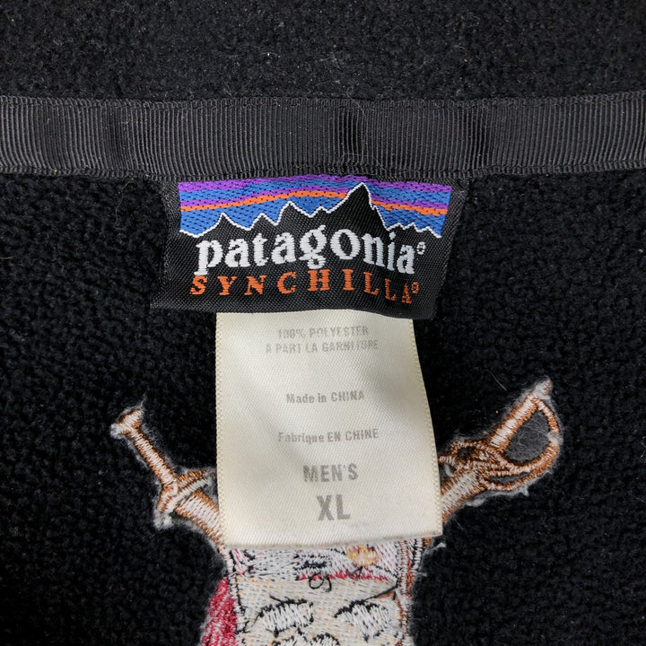2000'S Patagonia Synchilla Skull Pattern Fleece Jacket (26511F6), Men's XL polyester black type Vintage Second Hand