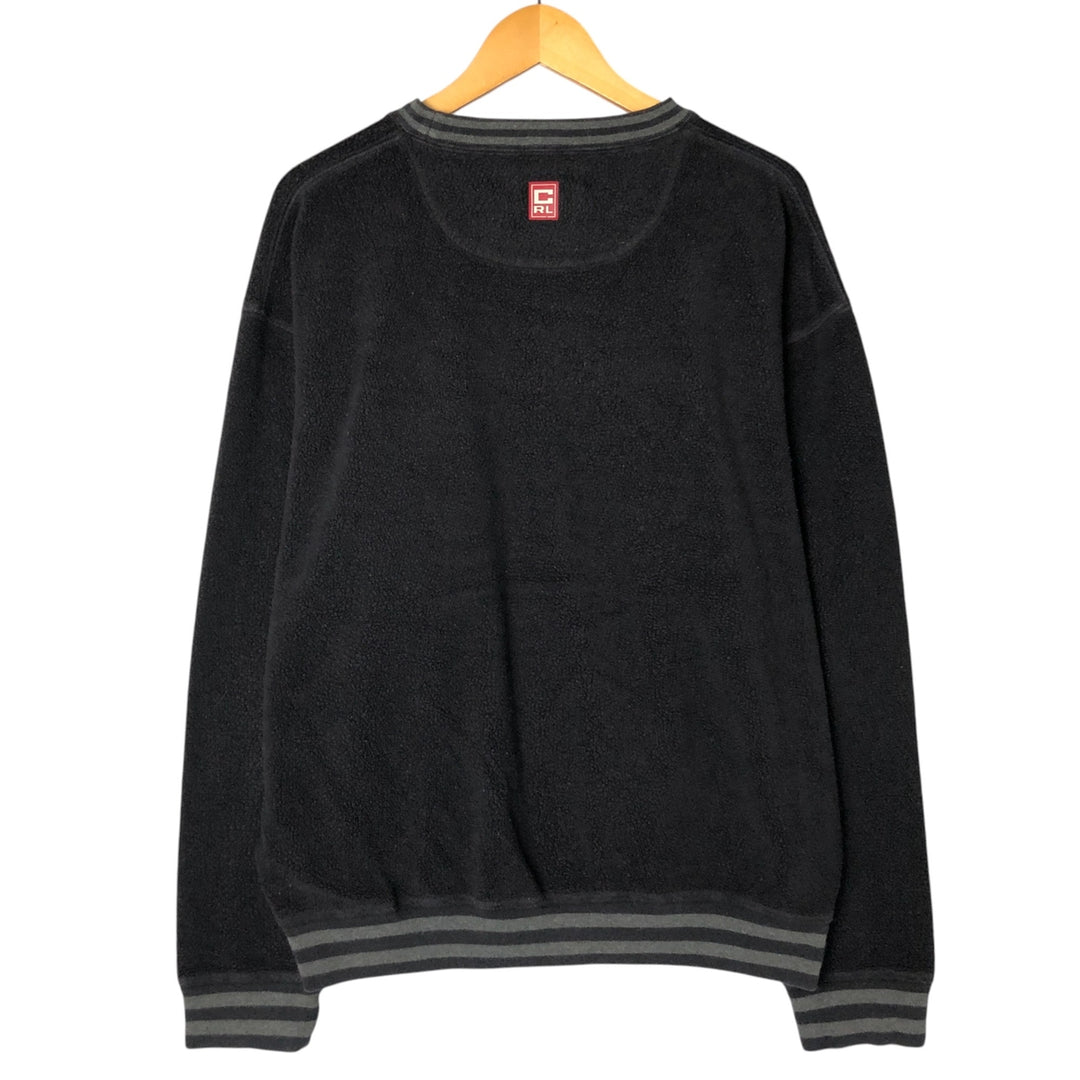 Ralph Lauren Chaps fleece pullover, men's size L cotton black type Vintage Second Hand