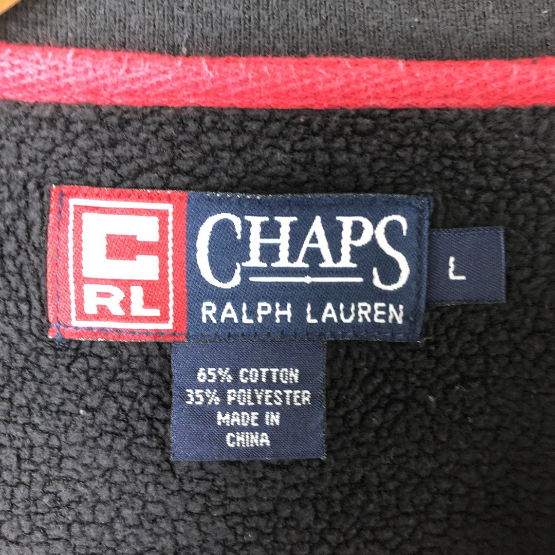 Ralph Lauren Chaps fleece pullover, men's size L cotton black type Vintage Second Hand