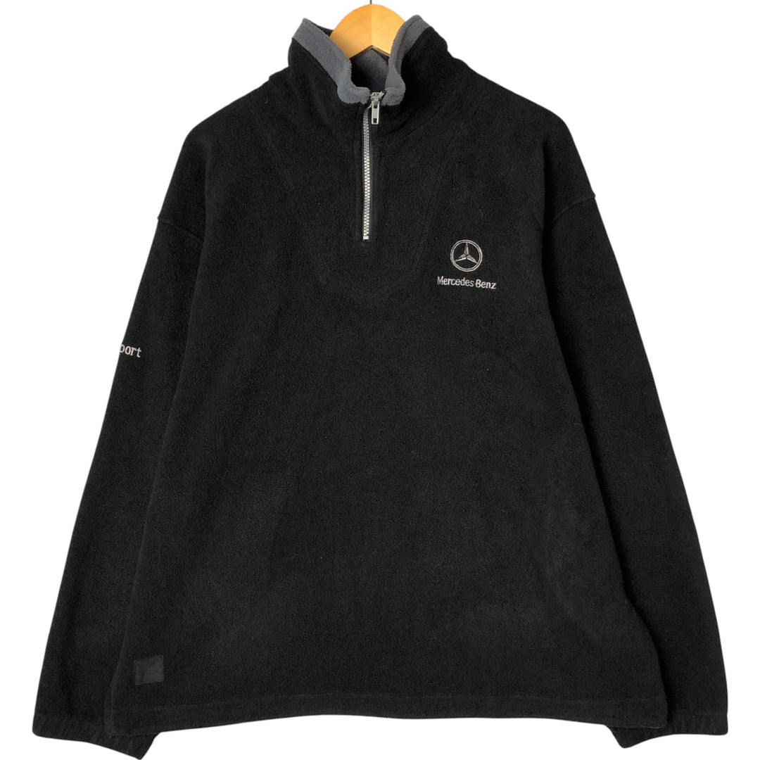 Mercedes-Benz Half-Zip Fleece Pullover, Made in Canada, Men's Size L polyester black type Vintage Second Hand
