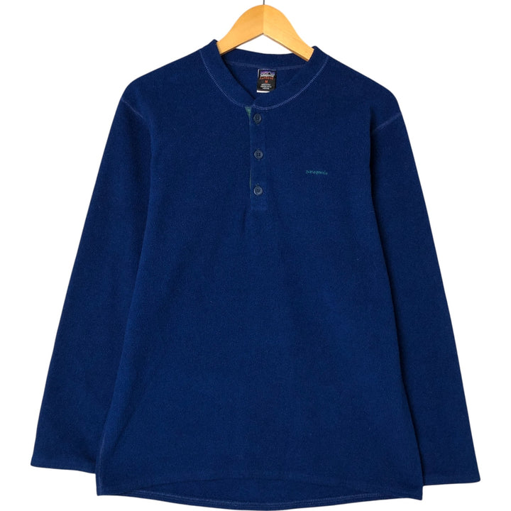 90s-00'S Patagonia Capilene Henley Fleece Top, Made in USA, Men's Size M polyester navy blue type Vintage Second Hand