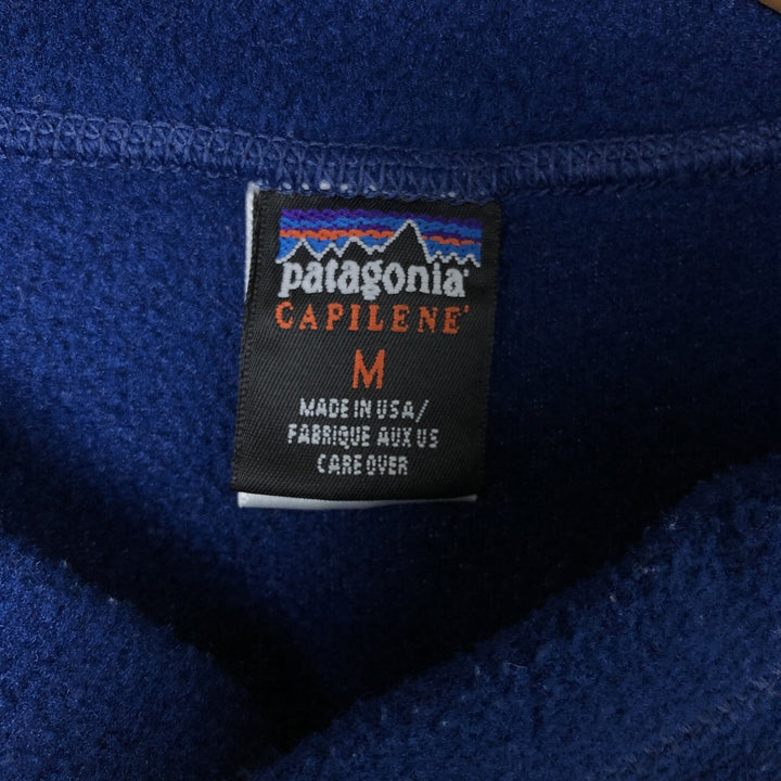 90s-00'S Patagonia Capilene Henley Fleece Top, Made in USA, Men's Size M polyester navy blue type Vintage Second Hand