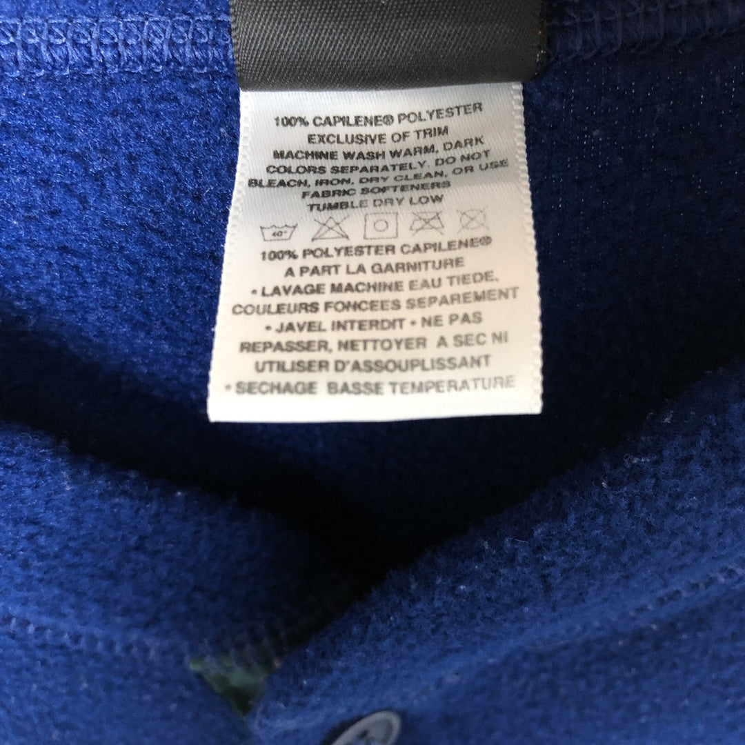 90s-00'S Patagonia Capilene Henley Fleece Top, Made in USA, Men's Size M polyester navy blue type Vintage Second Hand