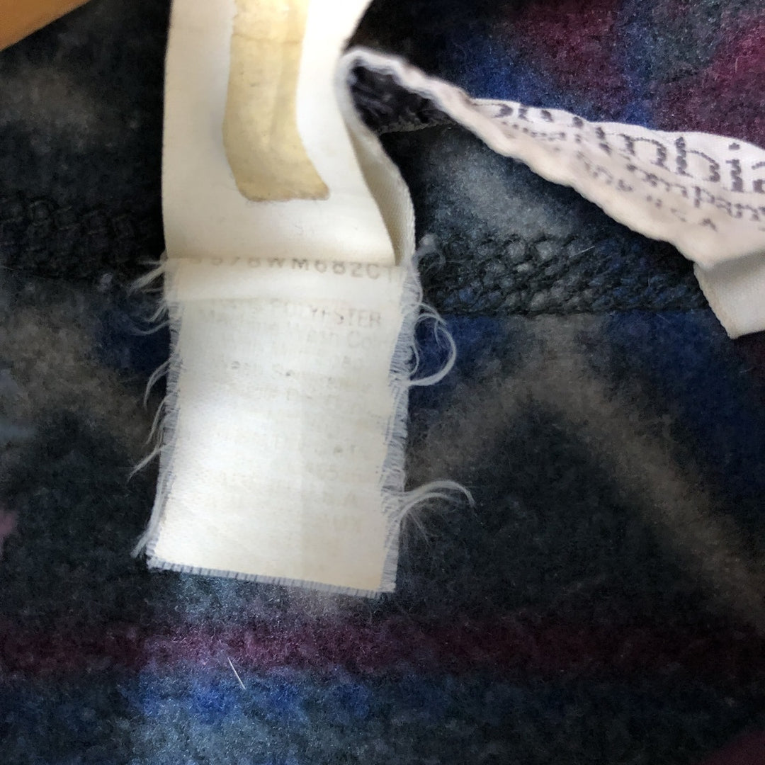 90'S Columbia White Tag Print Half-Zip Fleece Pullover, Made in USA, Men's Size L, Vintage polyester Green type dark green Vintage Second Hand