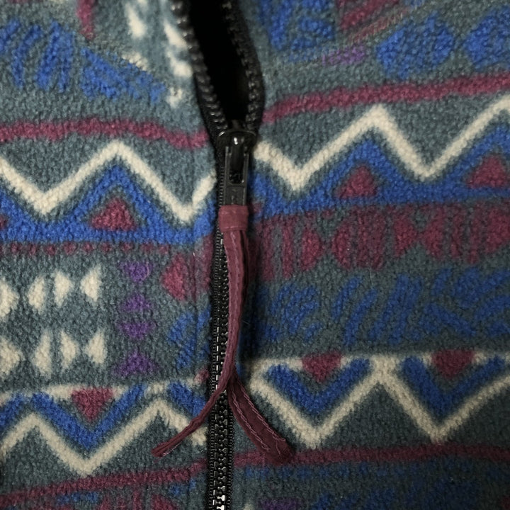 90'S Columbia White Tag Print Half-Zip Fleece Pullover, Made in USA, Men's Size L, Vintage polyester Green type dark green Vintage Second Hand