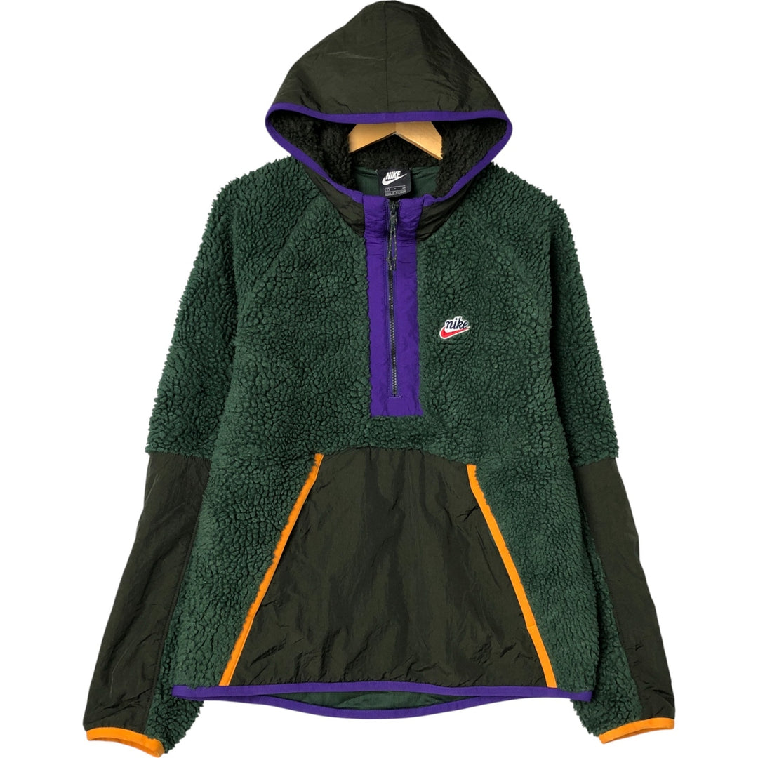 Nike Half-Zip Boa Parka, Men's Size Small polyester green type Vintage Second Hand